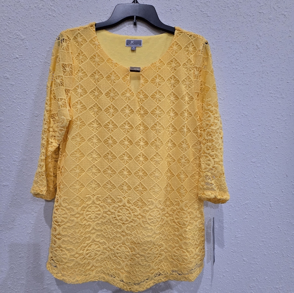 Yellow Lace Women's Top, Size - Medium